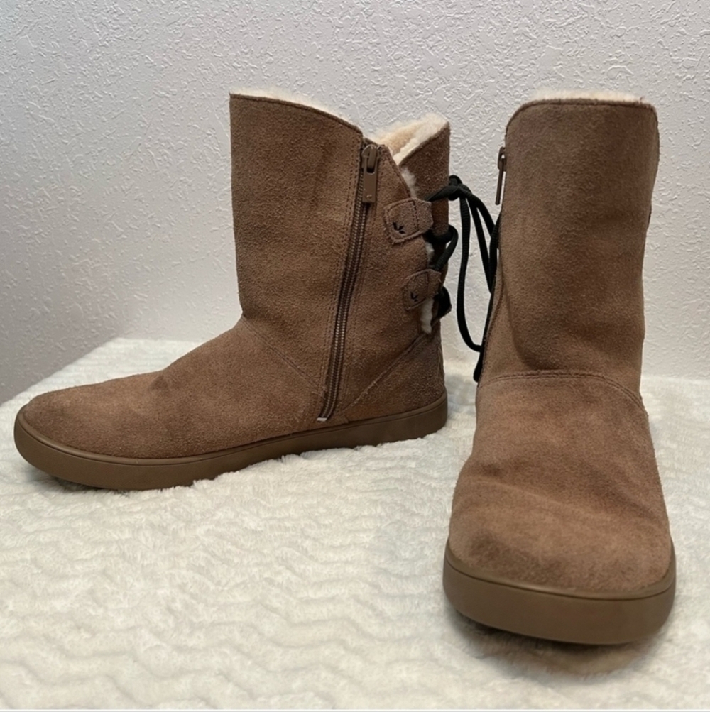Koolaburra By UGG Shazi Suede Shearling Short Lace Up Winter Boot Size 8 - Picture 2 of 8